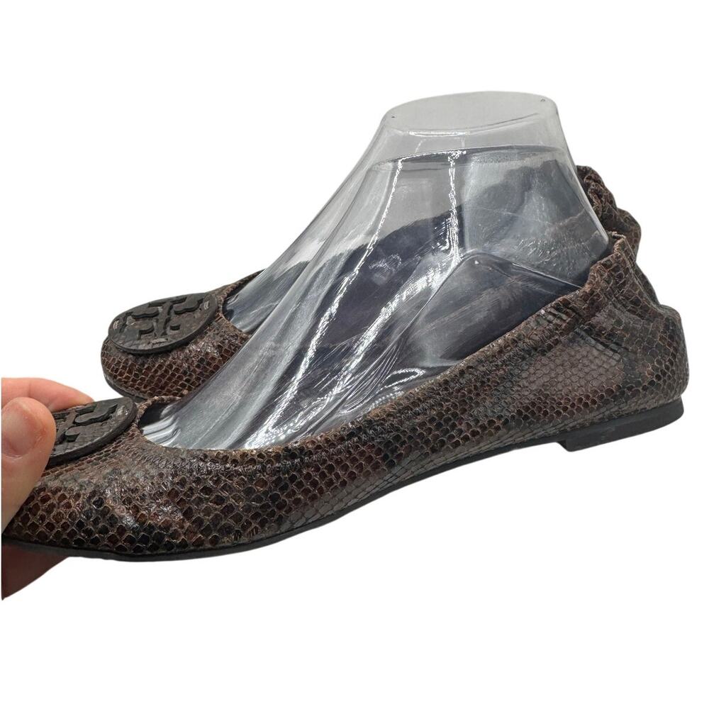 Tory Burch Reva Ballet Flats Brown Snakeskin Size 8 - Picture 3 of 9